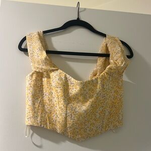 Yellow floral corset crop top size AU 10/US6